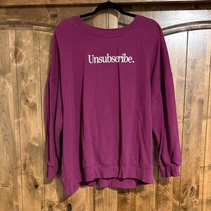 Old Navy Purple Sweatshirt with 'Unsubscribe' Print